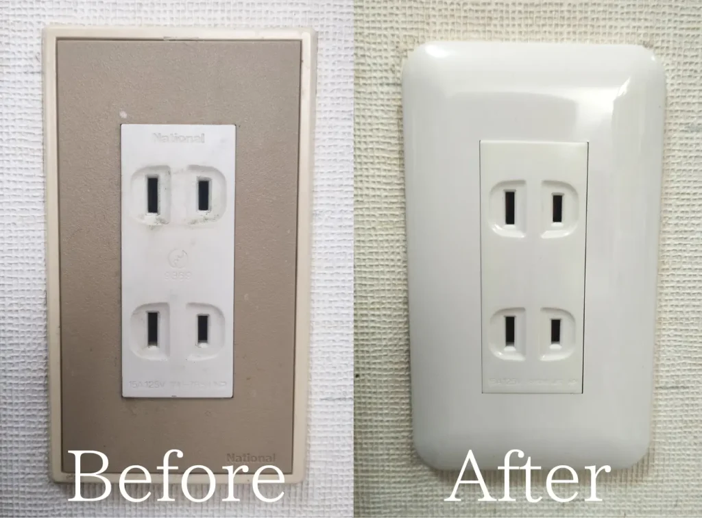潟上市コンセント交換Before・After画像
