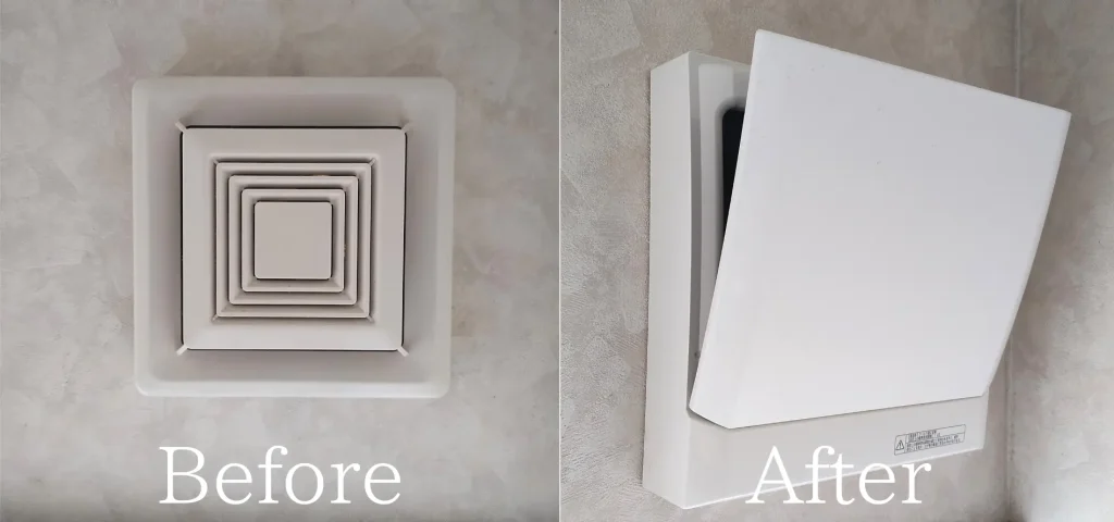 潟上市パイプファン交換Before・After画像