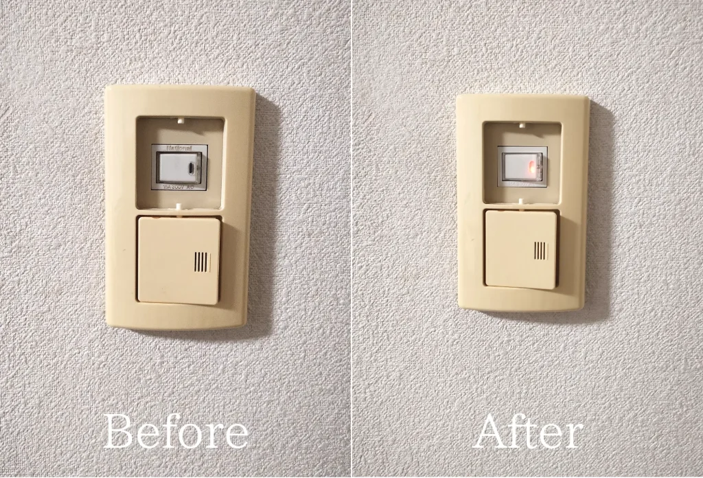 潟上市、キッチンスイッチ交換Before・After画像