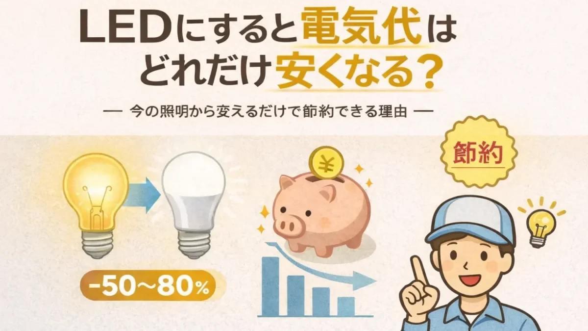 ＬＥＤにすると電気代はどれだけ安くなる？（コラム画像）