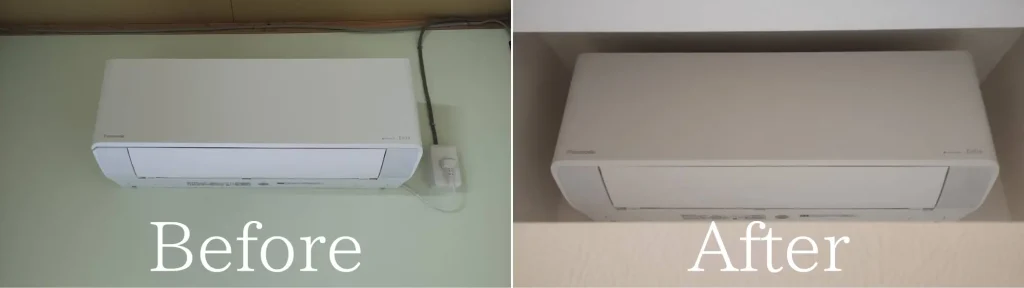 秋田市、エアコン移設（室内機）Before・After画像