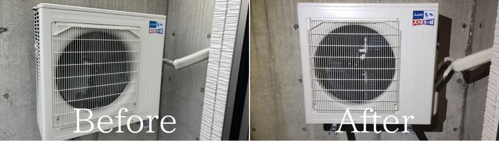 秋田市、エアコン交換（室外機）Before・After画像