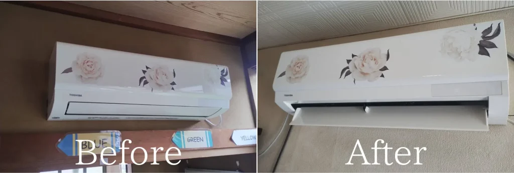 秋田市：エアコン移設工事（室内機）Before・After画像